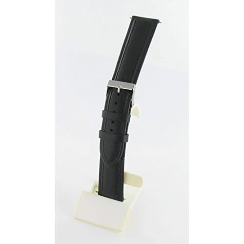 Classic 22 mm Black Calfskin Leather Watch Band Strap – noir-01, 22 mm