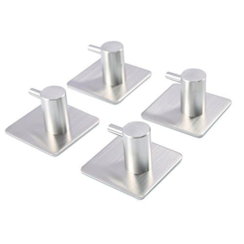 HGHMLIFE 4 Pack Adhesive Hooks,Heavy Duty 3M Hooks Stainless Steel Waterproof Wall Hooks-4 Pack