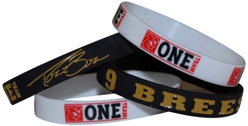 NFL New Orleans #9 Drew Brees Official Signature Wristband With Bonus NFLPA One Team Football Wristband (Medium)
