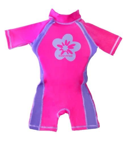 Swimfree Girls Pink/Purple Floating Swimsuit Sun Protection Swim Suit Spf+50 Flotation Suit Size Large For Kids Age 5.5-7.5 Years Old