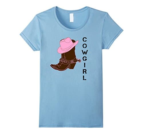 Women's Cowgirl Western T-shirt Boots Hat Spurs Ladies Women XL Baby Blue