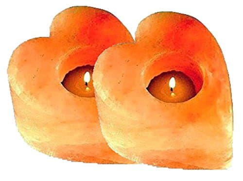 Himalayan Salt Natural Tea Light Heart Candle Holders ~ 2 Pack