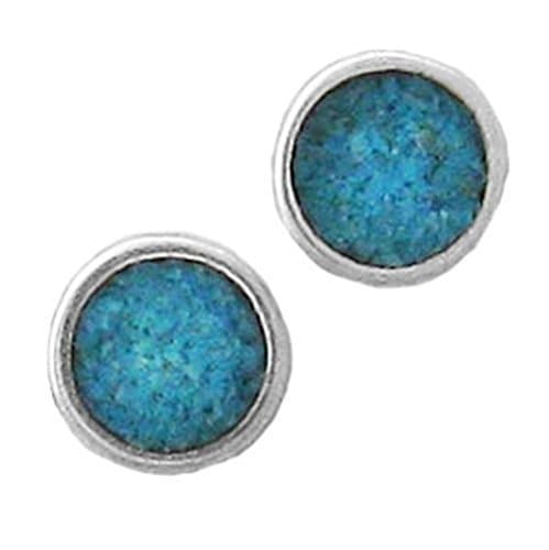 925 Sterling Silver Round, Turquoise Inlay Earrings Charm Gem Stone Semi Precious Shape by Silver Elements Charms