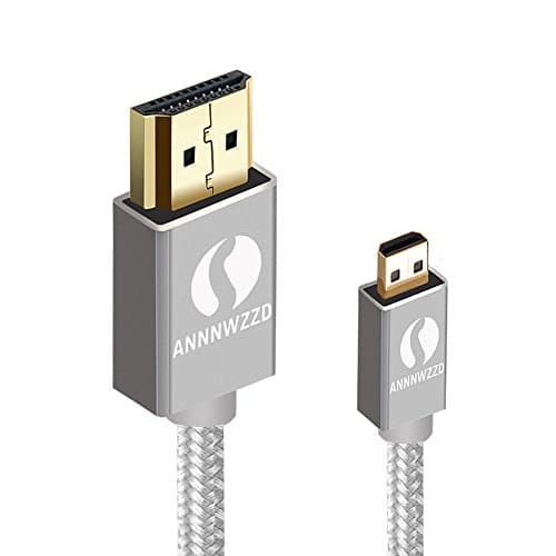 QING CAOQING Micro HDMI to HDMI Cable 5m, Nylon Braided Gold-Plated Micro HDMI to HDMI Lead Supports Ethernet, 3D, and Audio Return