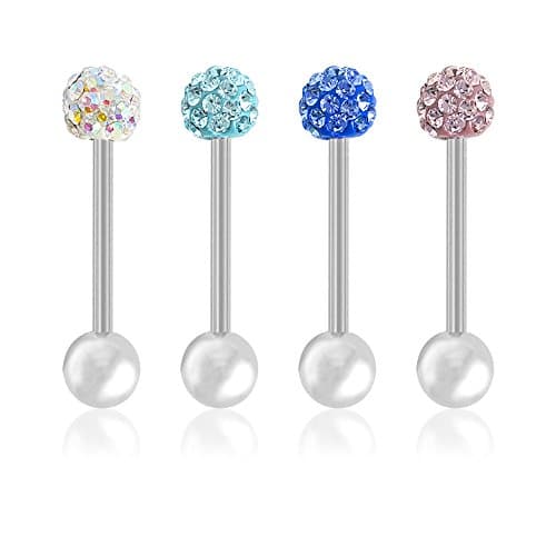 Selldorado® 4 Piece Tongue Piercing Set Available in Various Colours 316L Surgical Steel, Set 02