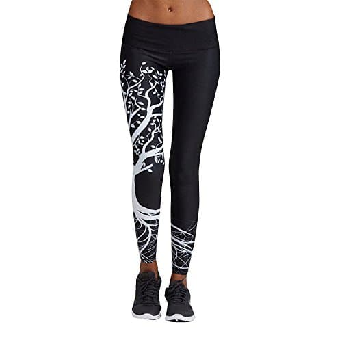 LILICAT Womens Fashion yoga sweatpants Sports Ladies Basic athletic pants leggings Girls tree printing Yoga Workout Gym Fitness Exercise Athletic Pants (Black, Size:XL)