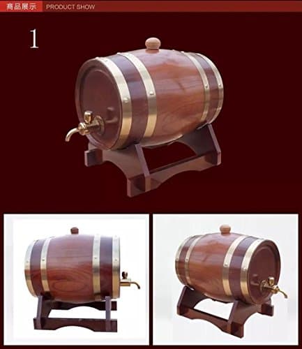 WZW Home OAK Barrel 5L Wooden Barrel for Storage or Aging Wine &amp; Spirits with Stand and Metal Spigot , 46cm-10W