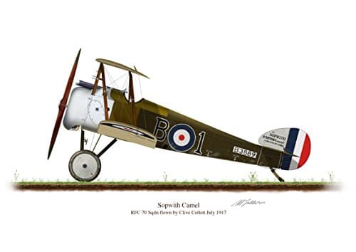 Profile Artwork, Sopwith Camel Vintage British Aircraft 1917 Clive Collett A5 Glossy Photo Print First World War WW1 signed