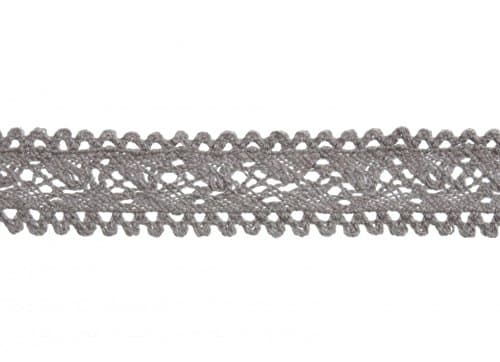 18mm Bowtique Cotton Lace Trimming 4m Grey - per 4 metre roll