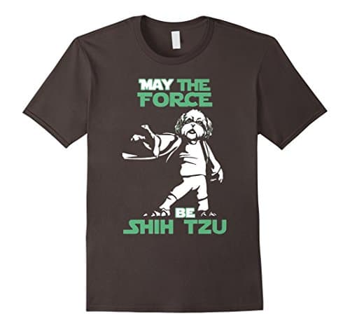 Men's Shih Tzu dog T shirt - May the force be Shih Tzu 2XL Asphalt