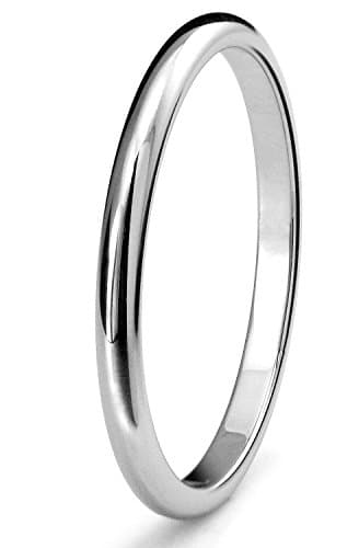Sj Fashion 2mm Tungsten Women Plain Dome Polished Wedding Band Ring