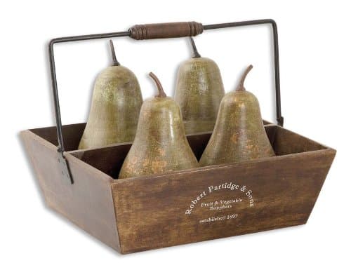High Pointe Furnishings, Telfor Decorative Pears In Basket, Set of 5