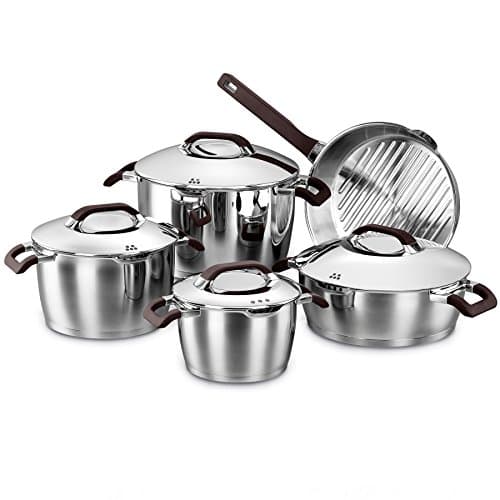 Korkmaz A1050 Silicone Saucepan Cookware Set Suited for Induction 18/10 Stainless Steel