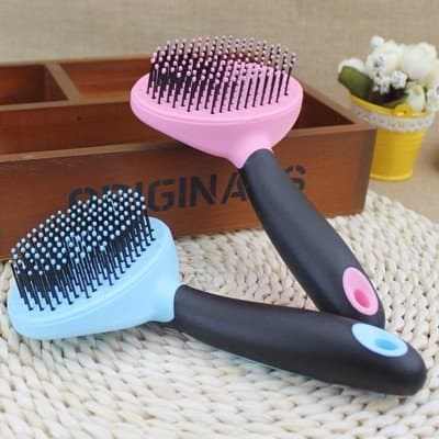 Self-cleaning grooming brush pet bead stainless steel pin comb pet brush,Pink