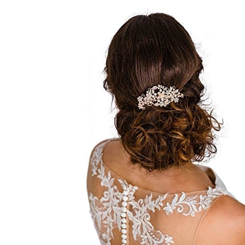 Rose Gold Bridal Hair Comb Slide Clip Wedding Hair Accessories (Ava)