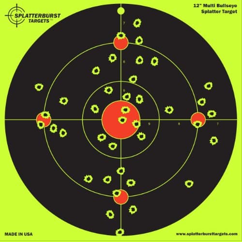 - 12 Multi Bullseye Splatterburst Target - Instantly See Your Shots Burst Bright Florescent Yellow Upon Impact! by Splatterburst Targets