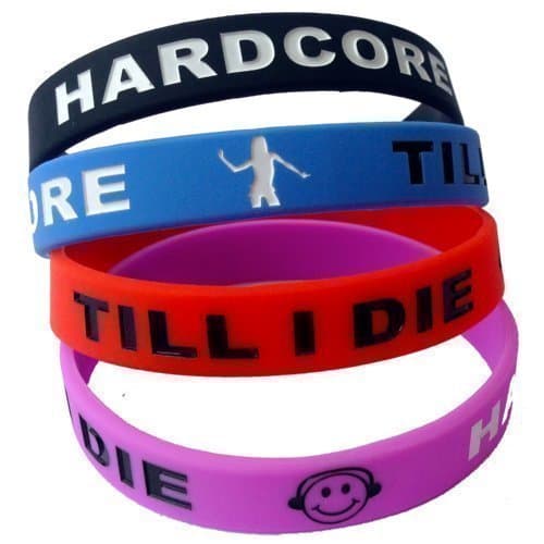 Fonfella WristbandsHARDCORE TILL I DIE WRISTBAND S - bracelet rave clubwear outfit uv happy old skool dj mc dance wear - 100% Silicone