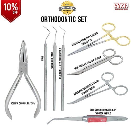SYZE Dental Orthodontic Set, Pliers Probes Scissors Locking Forceps, CE Certified Top Quality Instruments