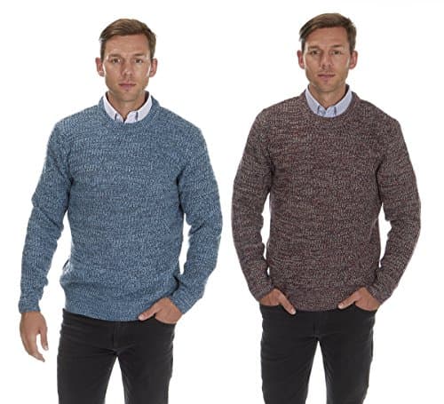 Mens Tri-Marl Sweater Jumper Crew Neck Knitwear Winter Warm Thick URBAN REVIVAL