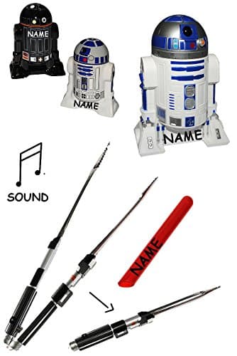 Set: Star Wars - Grillzange + Kurzzeitwecker + Salz &amp; Pfefferstreuer - incl. Name - zum Grillen - Laserschwert Darth Vader - Garten / Droide Starwars - Clone / Lightsaber - lang