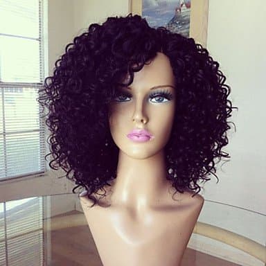 OSY Glueless Full Lace Wig 100% Brazilian Human Hair Wig Kinky Curly 8-16inch Natural Color Virgin Hair , 12 inch , large
