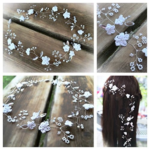 Wedding Hair Vine Tiara Crown Bridal, Celtic, Boho, Beach wedding 10/15/20/30 inches crochet