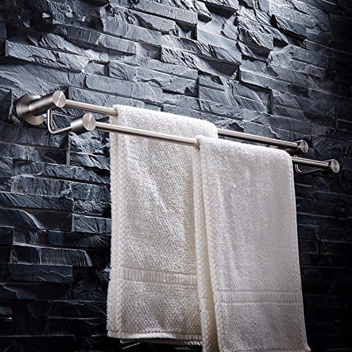 lzzfw Towel bar Towel rod double rod trailer 304 stainless steel wire towel rack, 50.5cm