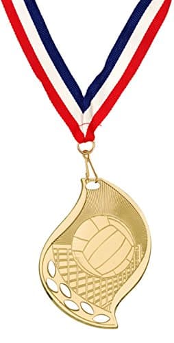 Volleyball Medal, Lot of 10, Click to Customize! Free Engraving. Medallion with Neck Ribbon