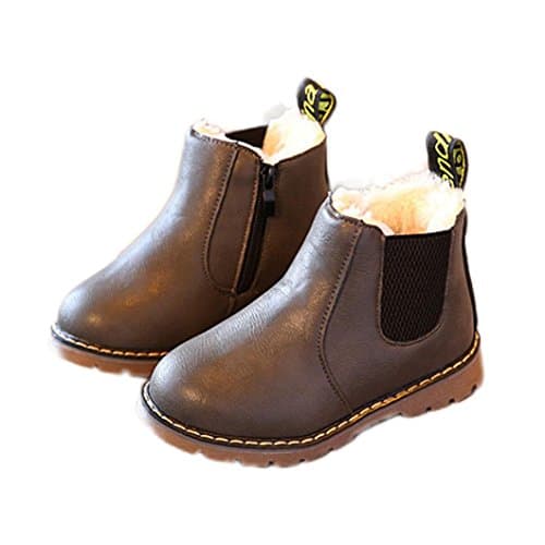 Baby Soft Sole Boots,Toponly Girls Winter Snow Warm Ankle Boots PU Leater Zipper Child Chelsea Shoes (fashion Gray, 36 Age:12-13T)