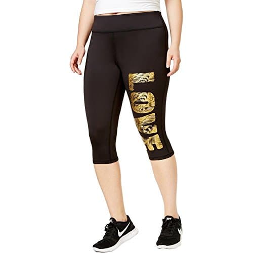 Material Girl Womens Plus Fitness Yoga Crop Leggings (Noir, 2X)