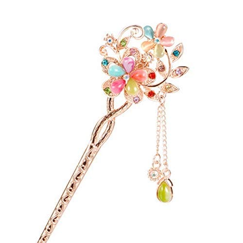 Retro Peacock Butterfly Flowers Metal Crystal Rhinestone Pearls Hair pin Dangle Artificial Diamond Colorful HairPin for Women Bridal Wedding Party Gifts