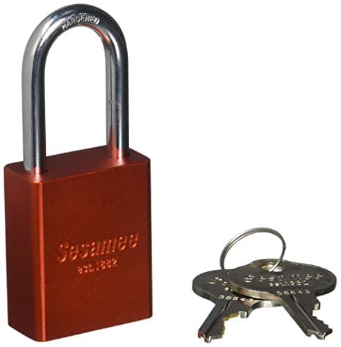 Sesamee 90227 KD Aluminum Rekeyable Safety Lock-Out with 1-1/2-Inch 40mm Wide Padlock and 1-1/2-Inch Hardened Steel Shackle, Orange