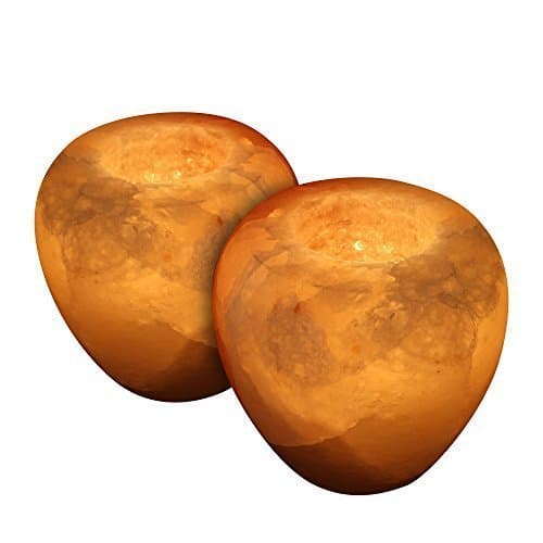 Crystal Allies Gallery: CA SCH-APL-2 Natural Himalayan Apple Shaped Salt Tealight Candle Holder Air Purifier &amp; Ionizer w/ Authentic Crystal Allies Info Card by Crystal Allies Gallery