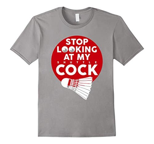 Men's Badminton Battledore Funny Shuttlecock T Shirt Large Slate