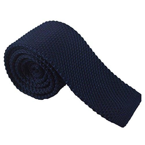 New Men's Necktie Solid Knit Knitted Narrow Ties College Slim Skinny Woven Color:Navy Blue