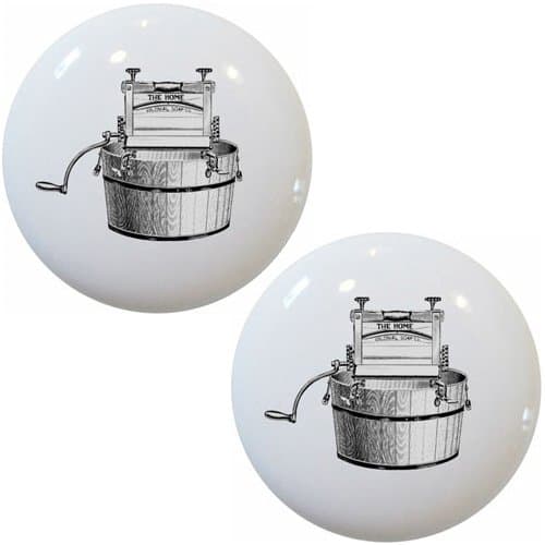 Set of 2 Wringer Washing Bucket Laundry Ceramic Cabinet Drawer Knobs