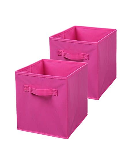 VASTING ART Foldable Fabric Cube Storage Bins &amp; Boxes Containers for Closet Toy and Laundry(11 Inches), Pink, 2 Pack