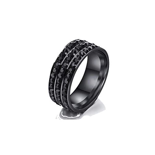 316L Stainless Steel Triple Band Eternity CZ Black Stone Men and Women Ring by SEVEN50 with gift box (11)