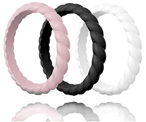 Stackable Silicone Wedding Ring for Gym Sports Outdoor Women, Durable Rubber Band Pack of 3-7-10