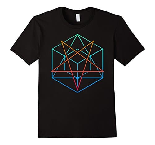 Mens Psychedelic Occult Pentagram T-Shirt XL Black