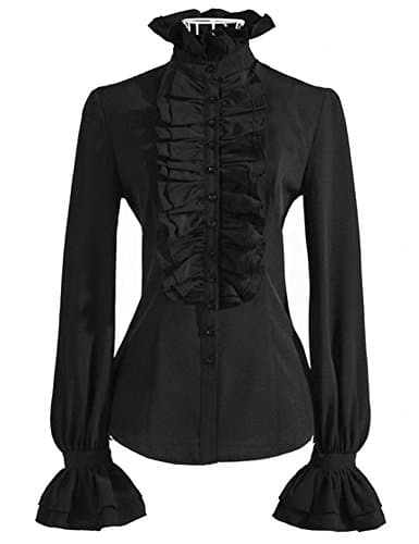 FirpearlWomen Victorian Gothic Shirts Vintage Ruffle Long Sleeve Blouse Tops