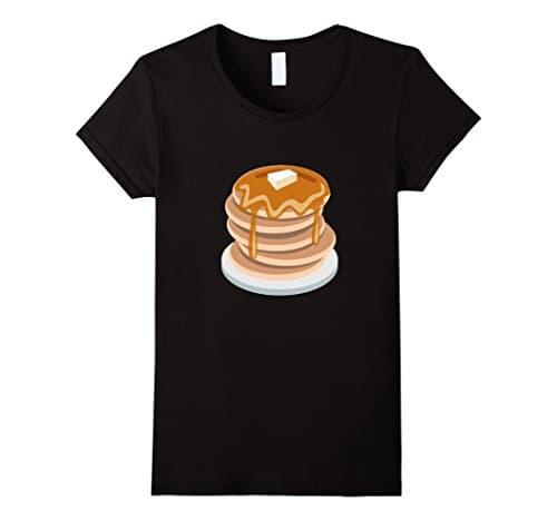 Womens Pancake Emoji T-Shirt Syrup Butter Breakfast Waffles Plate Medium Black