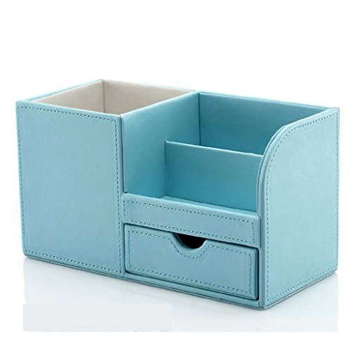 Pen holder Pencil Pot Scratch-resistant with Non-marking Base- Desk Tidy Mesh Desk Organiser Set Office Tidy Organiser Desk Caddy Tray Multi-functional Metal Pencil Pot Pencil Holder ( Color : Blue )