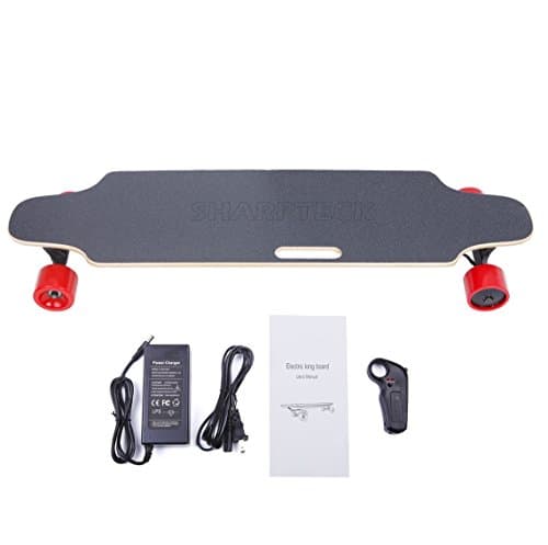 SHARPTECK Remote Control 4 Wheels Electric Skateboard Longboard LG Battery 2x600 watts Double Motor Skate Board with Wireless Remote - Board Rider Weight Up To 286 Lbs