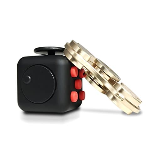 (1) OMG Fidget Spinner - (1) OMG Fidget Cube (Black/Red) Combo