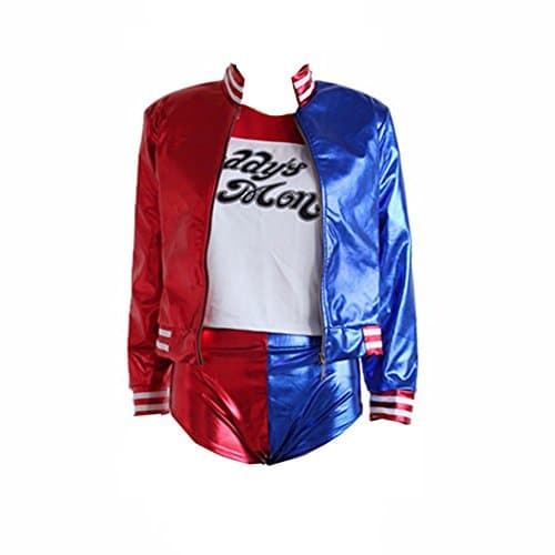 sunriseandmoon Sunrise Adult Joker Suicide Squad Harley Quinn Cosplay Costume Halloween Jacket T-shirt Shorts Suit (M, As Shown)