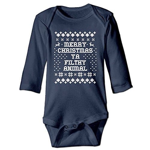 Merry Christmas Ya Filthy Animal Cotton Baby Boy Girl Sleep , Footless, Long Sleeve