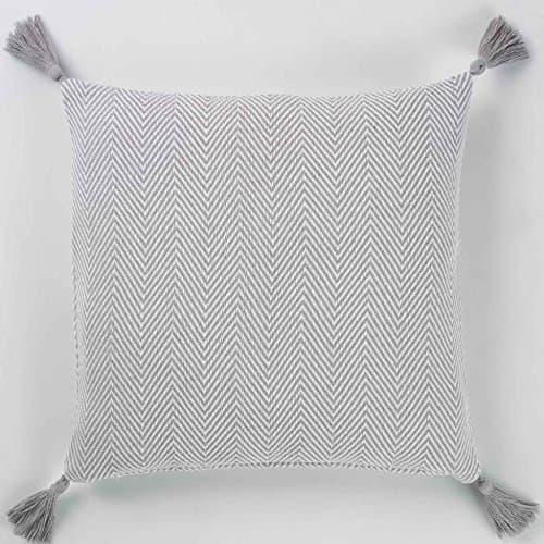 Charming and Delicate enoa Pompom Cushion Cover + Insert Tisse Cotton 40 x 40 cm, Cotton, taupe, 40x0.5x40 cm