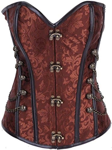 BADI NA Retro Steampunk Overbust Corset Steel Boned Waist Cincher Bustier Body Shaper