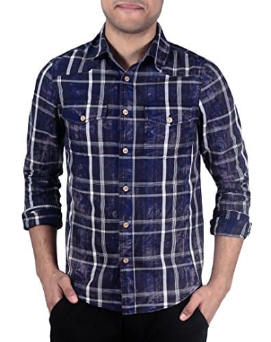 XRAY JEANS Slim Fit Acid Wash Plaid Shirt From X-Ray Jeans